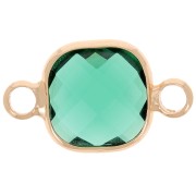 15x9mm Square spacer in faceted glass - Gold - Emerald x1