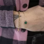 15x9mm Square spacer in faceted glass - Gold - Emerald x1