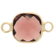 15x9mm Square spacer in faceted glass - Gold - Burgundy x1|raw }}