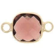 15x9mm Square spacer in faceted glass - Gold - Burgundy x1