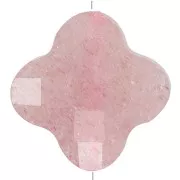 13mm faceted clover gemstone bead - Strawberry Quartz x1