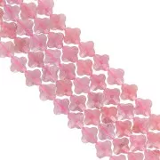 13mm faceted clover gemstone bead - Strawberry Quartz x1