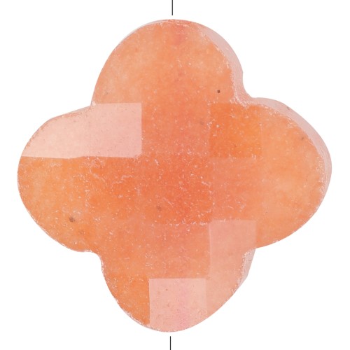 13mm faceted clover gemstone bead - orange Aventurine x1