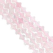 13mm faceted clover gemstone bead - Rose Quartz x1