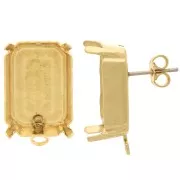 18x13mm Rectangular EarStuds PureCrystal 4627 - Gold x2