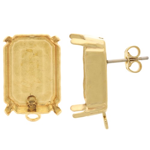 18x13mm Rectangular EarStuds PureCrystal 4627 - Gold x2