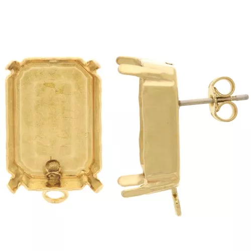 18x13mm Rectangular EarStuds PureCrystal 4627 - Gold x2
