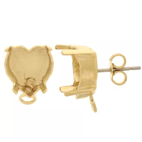 11x10mm PureCrystal Heart Stud Earrings - Gold Tone x2