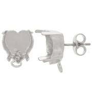 11x10mm PureCrystal Heart Stud Earrings - Rhodium x2