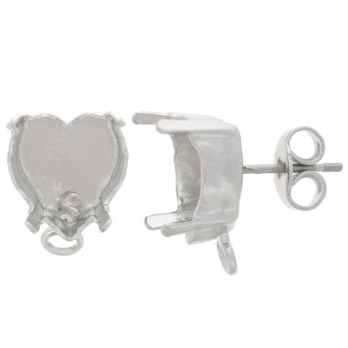 11x10mm PureCrystal Heart Stud Earrings - Rhodium x2