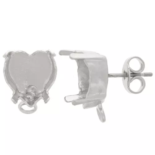 11x10mm PureCrystal Heart Stud Earrings - Rhodium x2