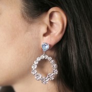 11x10mm PureCrystal Heart Stud Earrings - Rhodium x2