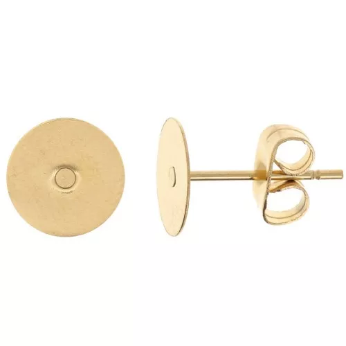 Disc Earstuds 8 mm - 304 Stainless Steel Gold x20
