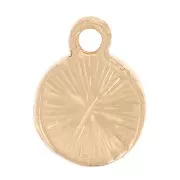 7mm round charm with rhinestones - Gold - Fuchsia x1