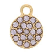 7mm round charm with rhinestones - Gold - Lilac x1|raw }}