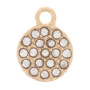 7mm round charm with rhinestones - Gold - Crystal x1|raw }}