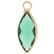 19x8mm navette charm in faceted glass - Gold - Emerald x1