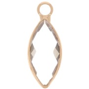 19x8mm navette charm in faceted glass - Gold - Transparent x1