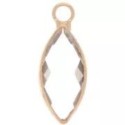 19x8mm navette charm in faceted glass - Gold - Transparent x1