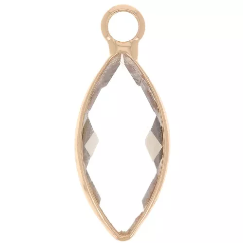 19x8mm navette charm in faceted glass - Gold - Transparent x1