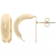 17x6mm Curved Stud Earrings - Hoop earrings to fold - Gold Tone x2