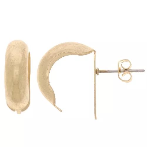 17x6mm Curved Stud Earrings - Hoop earrings to fold - Vintage Gold x2