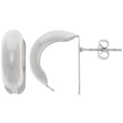 17x6mm Curved Stud Earrings - Hoop earrings to fold - Rhodium Tone x2|raw }}