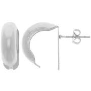 17x6mm Curved Stud Earrings - Hoop earrings to fold - Rhodium Tone x2