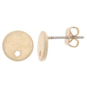 8mm Disc Earstuds with one hole - Vintage Gold x2|raw }}