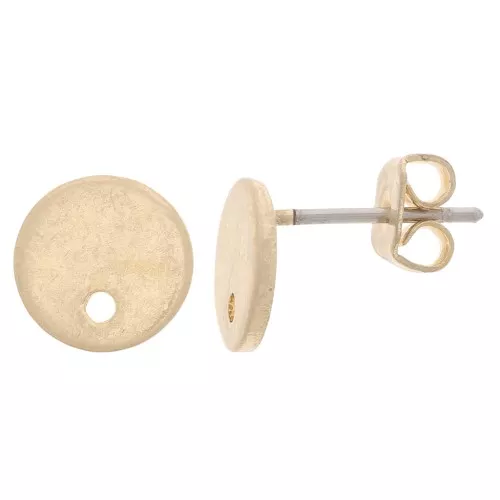 8mm Disc Earstuds with one hole - Vintage Gold x2