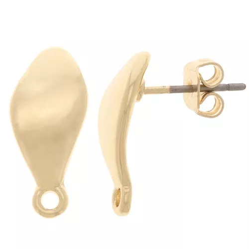16x7mm irregular drop studs with closed hoop - Gold Tone x2