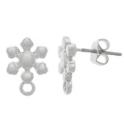 9.5mm Flower earstuds with closed ring - Silver Tone x2