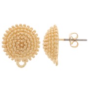 14mm Textured half-ball earstuds with closed hoop - Gold Tone x2|raw }}