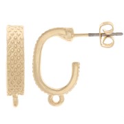 17x4mm Textured designer earstuds with closed hoop - GoldTone x2