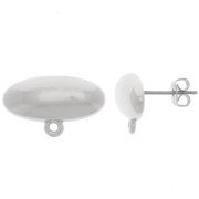9x20mm Oval earstuds with closed hoop - Silver Tone x2|raw }}