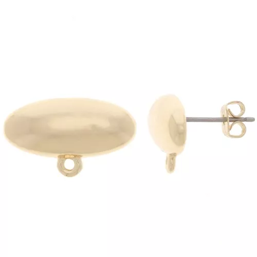 9x20mm Oval earstuds with closed hoop - Gold Tone x2