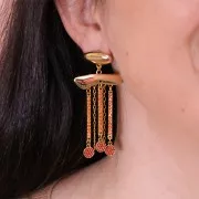 9x20mm Oval earstuds with closed hoop - Gold Tone x2