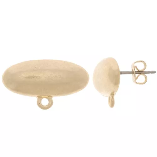 9x20mm Oval earstuds with closed hoop - Vintage gold x2