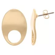 16x22mm Oval wavy earstuds - Gold Tone x2