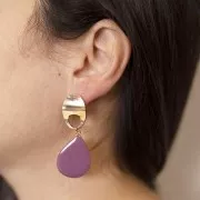 16x22mm Oval wavy earstuds - Gold Tone x2