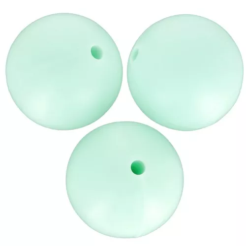 15mm Round silicone beads for pacifier attachment - Mint x3