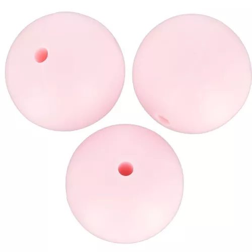 15mm Round silicone beads for pacifier attachment - Layette Pink x3