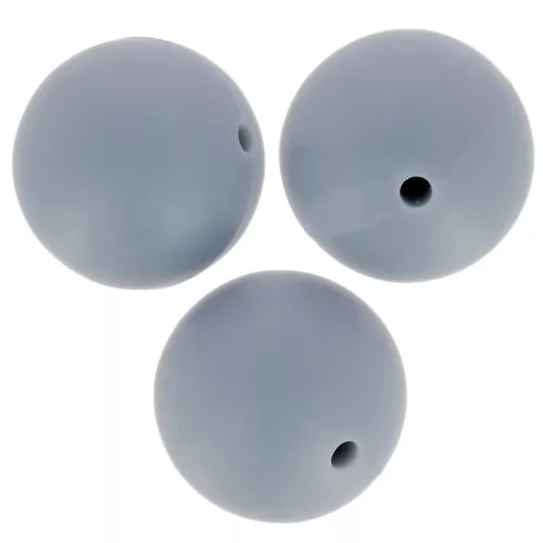 15mm Round silicone beads for pacifier attachment - Dark grey x3