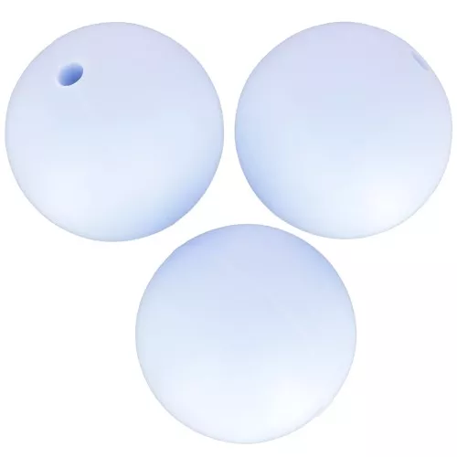 15mm Round silicone beads for pacifier attachment - Layette Blue x3