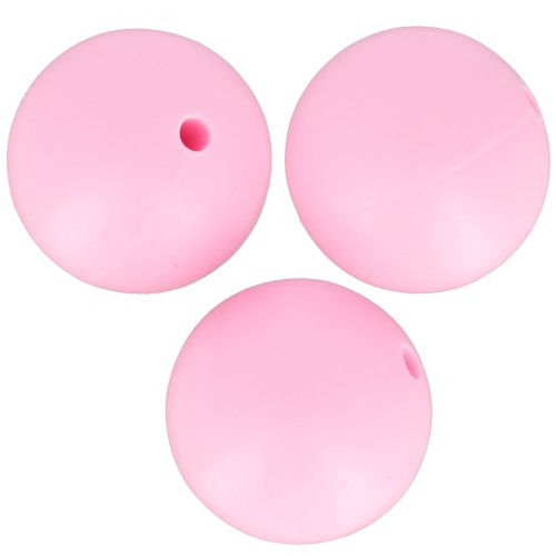 15mm Round silicone beads for pacifier attachment - Pink x3