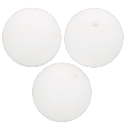 15mm Round silicone beads for pacifier attachment - White x3
