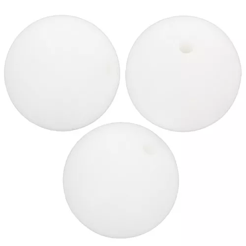 15mm Round silicone beads for pacifier attachment - White x3