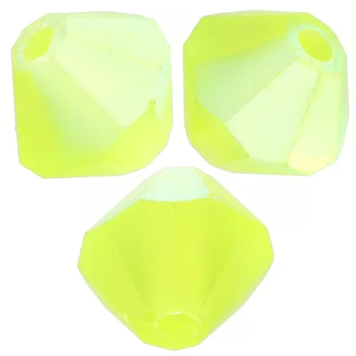 4mm Preciosa bicones - Rondelle Bead - Limecicle AB Matt x30