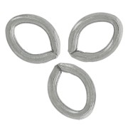 4x3x0.6mm 925 Sterling Silver Open Oval Rings - Rhodium Black x10