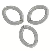 4x3x0.6mm 925 Sterling Silver Open Oval Rings - Rhodium Black x10